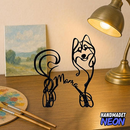 Personalized Husky Dog Minimalist Sculpture, Custom Name Siberian Husky Metal Desk Decor, Decorative Aesthetic Table Sign Gifts For Pet Lovers, Kids Room, Home Office Decorations