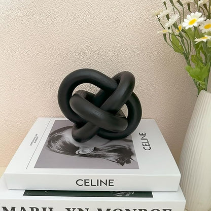 3-Link Wood Chain Link Coffee Table Decor, Black Wooden Knot Decor for Coffee Table Farmhouse Decortive for Home Boho Modern Shelf Decortion(Black)