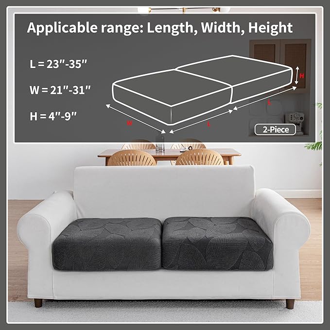 Couch Covers for Sectional Sofa, Washable Stretch Soft Sofa Cushion Covers L Shape Sofa Slipcovers Anti Slip Furniture Decor Protector for Pets (2 Seaters Covers,Dark Gray)