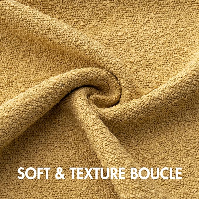 MIULEE 20x20 Inch Decorative Pillow Covers for Couch Bed Set of 2 Textured Boucle Neutral Winter Throw Pillows Gold Accent Solid Cushion Pillowcases Sofa Livingroom Home Decor