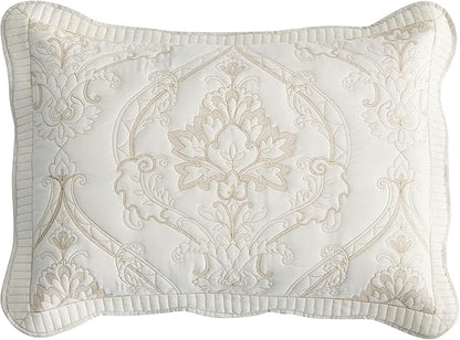 CHIXIN Microfiber Standard Pillow Shams Set of 2 - Quilted Decorative Pillow Covers - Ivory-Yellow - Size (20" x 26")