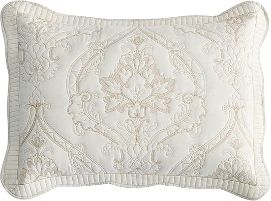 CHIXIN Microfiber King Pillow Shams Set of 2 - Quilted Decorative Pillow Covers - Ivory-Yellow - Size (20" x 36")