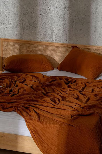 Muslin Blanket - Pure 100% Turkish Cotton Airy Soft Light Versatile Gauze Throw Blanket for Bed, Couch, Sofa (Cinnamon Brown, King Size (95" x 110" inch))
