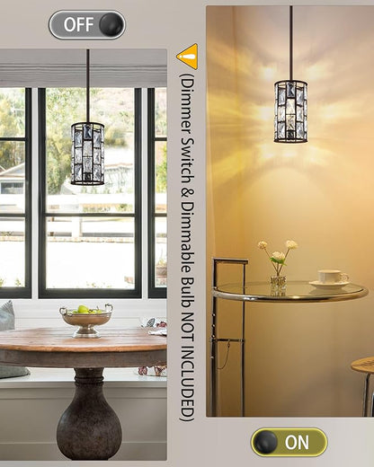 Doraimi Lighting 3 Pack 1 Light Hanging Kitchen Island 5.5" Crystal Modern Pendant Light Fixture,Brushed Nickel Finish with Crystal Shade for Bar,Dining Room,Corridor,Living Room Over Sink