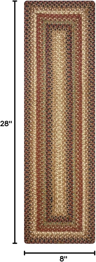 Homespice Gingerbread Jute Braided Stair Treads for Wooden Steps, Warm Country Decor, Set of 13, Brown 8x28 Rectangle Rug for Stairs - Easy to Clean, Tightly Stitched and Durable