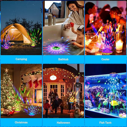 Floating Pool Lights, Pool Lights That Float with Remote, Rechargeable 4000mAh IP68 Waterproof Upper and Lower Color Changing Light with 6 Dynamic Lighting Effects for Bathtub 2 Pack