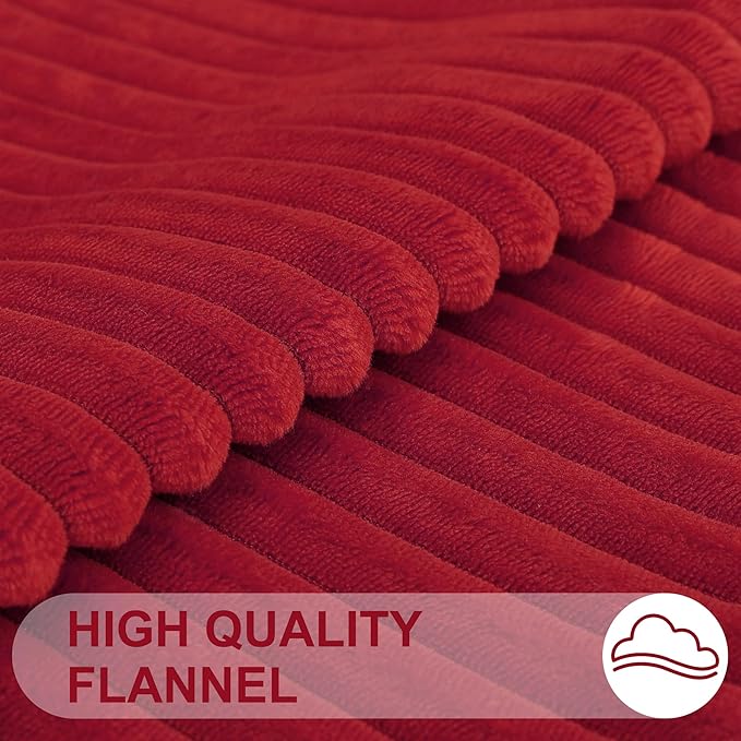Simmore Decorative Throw Pillow Covers 16x16 Set of 2, Soft Natural Plush Flannel Double-Sided Fluffy Couch Pillow Covers for Sofa Living Room, Red