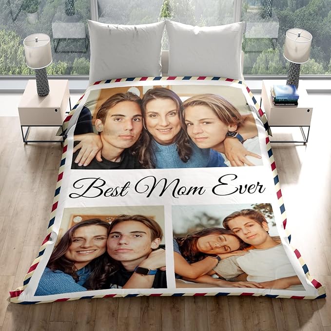 Gudina Personalized Birthday Gifts for Mom, Customized Custom Blanket with Photos Pictures Text to My Mom Gift from Daughter Son, Gifts for Mom Grandma Women