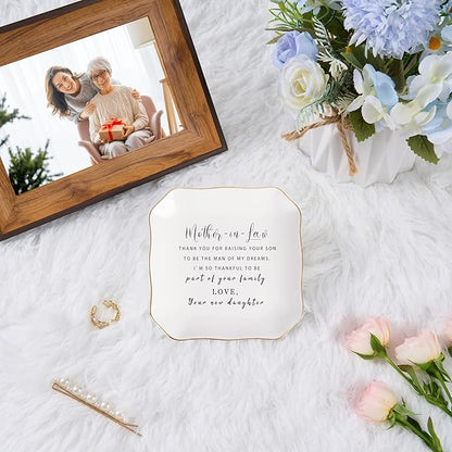 Mother in Law Gifts Jewelry Dish Trinket Dish - Gifts for Mother in Law Christmas Birthday Valentine's Mother's Day, Wedding Gift for Future Mother in Law from Bride
