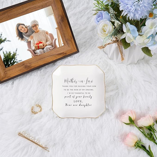 Mother in Law Gifts Jewelry Dish Trinket Dish - Gifts for Mother in Law Christmas Birthday Valentine's Mother's Day, Wedding Gift for Future Mother in Law from Bride