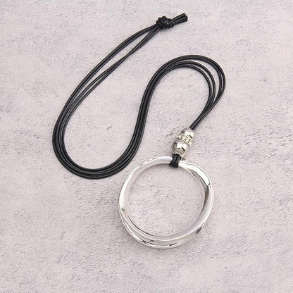 Leather Necklace for Women Boho Choker Necklace Long Cord Leather Pendant Bohemian Neckalce Vintage Alloy Pendant Leather Rope Necklace Wooden Necklaces for Women