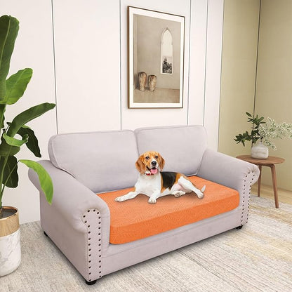 hyha Individual Couch Cushion Covers, Stretch Magic Sofa Seat Cushion Covers Washable, Dog Couch Sofa Slipcover for Pets, Kid with Elastic Bottom(Medium, Orange)