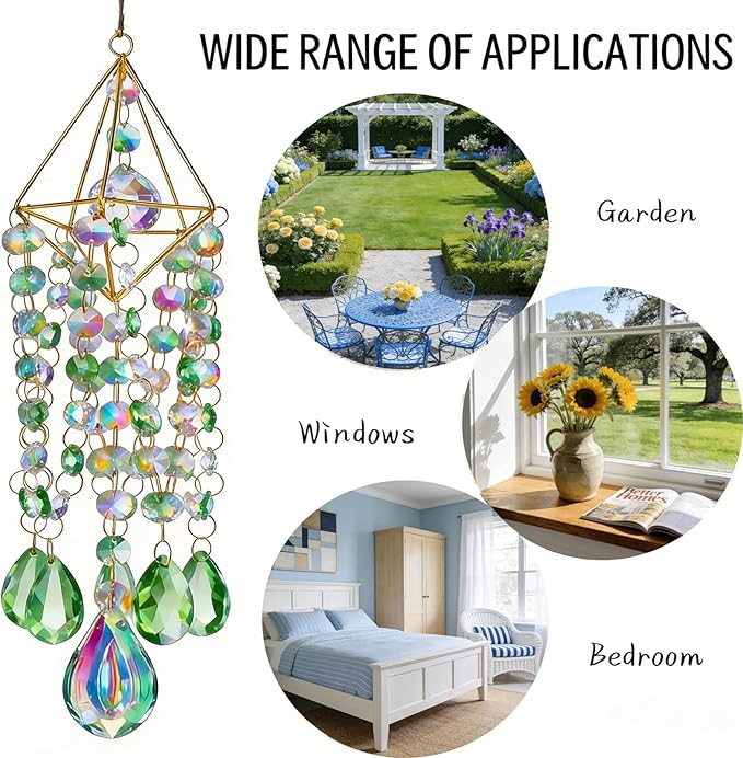 Sun Catcher Crystals for Window Hanging, Rainbow Prism Sun Catcher with Crystal Prisms, Hanging Crystal Suncatchers Indoor Window Decor, Window Suncatcher Light Catcher