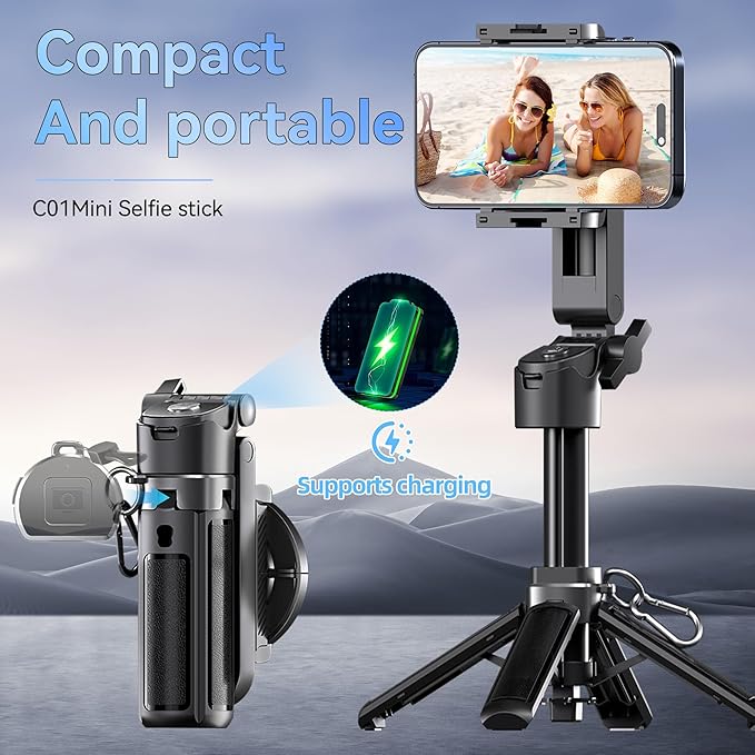 70" Tripod for Phone, Portable All in One Extendable Cell Phone Tripod Stand, Tall Travel Tripods for Recording Video Selfies Photo, with Wireless Remote Control for iPhone、Samsung、Android