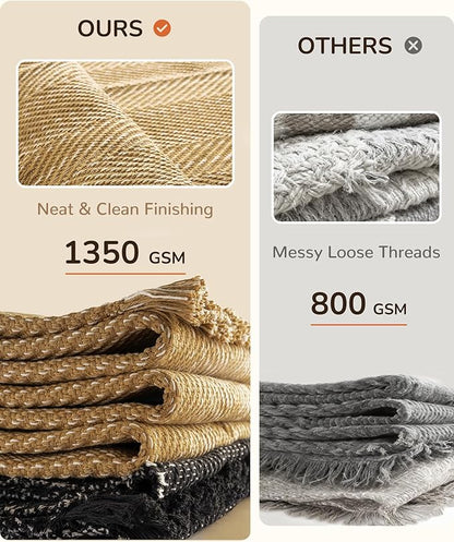 BESTSWEETIE 3x5 Washable Rug Hand-Woven Low Pile Soft Modern Farmhouse Bohemian Decor Reversible Braided Rugs with Tassels Throw Carpet for Living Room Bedroom Entryway Bathroom, Natural Jute