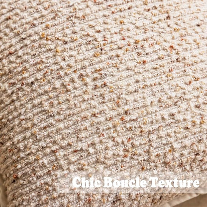 Emvency Beige Textured Boucle Throw Pillow Covers 18x18 Inches Set of 2, Boho Farmhouse Striped Chic Modern Art Square Decorative Couch Pillowcases for Home Decor Bedroom Sofa Living Room