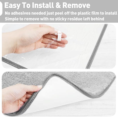 PURE ERA Carpet Stair Tread Landing Mat Area Rug Ultra Plush Shag Soft Non Slip Skid Resistant Tape Free Indoor Doormat Washable Reusable Grey 2' X 6'