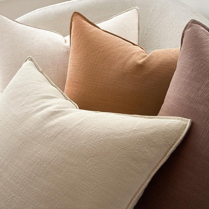 Pack of 4,Decorative Linen Soild Throw Pillow Covers Soft Accent Cushion Case Boho Farmhouse Neutral Pillowcase for Couch Sofa Bedroom Living Room Home Decor 20 x 20 Inch Reddish Brown