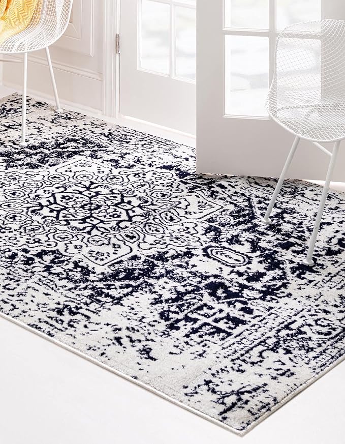 Rugs.com Arlington Collection Rug – 7' x 10' Blue Medium-Pile Rug Perfect for Living Rooms, Large Dining Rooms, Open Floorplans