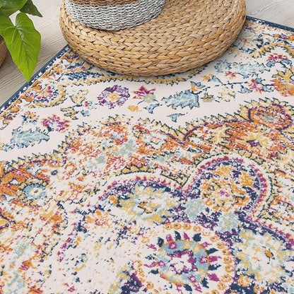 Rugshop Vintage Distressed Bohemian Area Rug for Livingroom,Bedroom,Dining Room – Vibrant Multi-Color Tribal Design, 3'3" x 5'