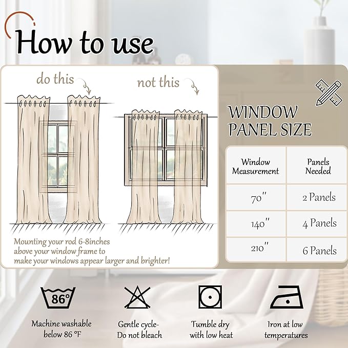 Lajode 40 Inch Length Linen Blackout Curtains for Short Cafe Window, Thermal Insulated Light Blocking Soundproof Privacy Burlap Curtains 2 Panels, Each 38 Inch Wide Beige