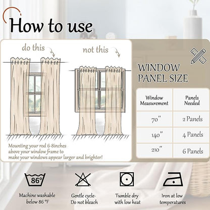 Lajode 40 Inch Length Linen Blackout Curtains for Short Cafe Window, Thermal Insulated Light Blocking Soundproof Privacy Burlap Curtains 2 Panels, Each 38 Inch Wide Beige