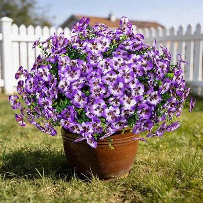 Artificial Flowers, 24 Bundles, Decorative Bouquets for Home, Wedding, Garden, Office Decor (Purple White)
