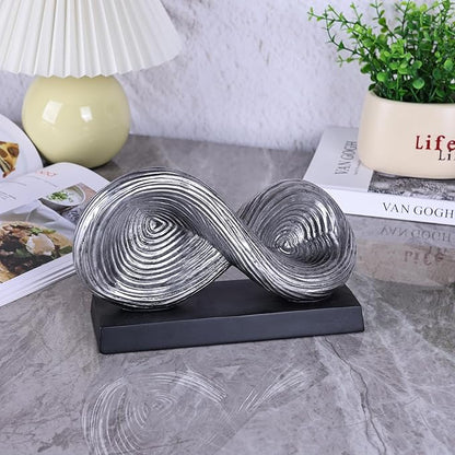 orenm Modern Infinity Loop Symbol Sculpture,Abstract Art Geometric Knot Home Decorations,Unique Shelf Decor Sculpture for Desk Paperweights,Entryway Table,Living, Coffee Table Decor (Silver)