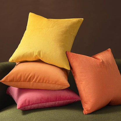Phantoscope Pack of 2 Velvet Decorative Throw Decorative Pillow Cover Soft Solid Square Cushion Case for Couch Magenta 12 x 20 inches 30 x 50 cm