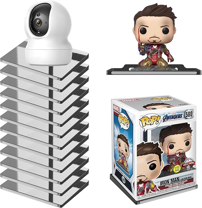 (12 Pack) Black Floating Wall Shelf, Wall Floating Shelves for Funko Pop, Action Figures,Security Cameras, Baby Monitors, Speakers or any small accessories.Weight capacity is 3lb installed by screws.