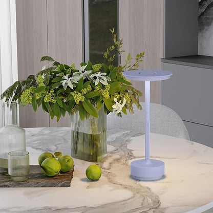 1 Pack Rechargeable Table Lamps Cordless, Portable 5000mAh Outdoor Table Light, 3 Color Stepless Dimming LED Table Lamp with Memory Function, for Home/Dinner/Patio/Restaurant.(Light Purple)