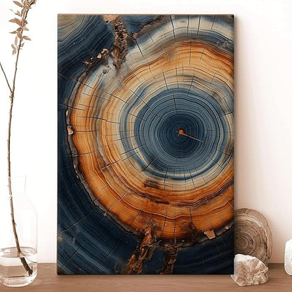 IBHJSART Framed Tree Ring Canvas Wall Art Vintage Colorful Wood Stump Painting Prints Modern Minimalist Pictures Neutral Nature Rustic Farmhouse Decor Living Room Bedroom Bathroom Office