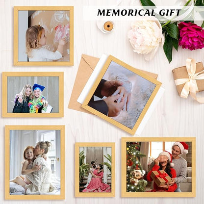 7x9 Picture Frame Gold, Rustic Natural 9x7in Photo/Portrait/Poster/Art Frame, Wall Hanging/Tabletop, Horizontal/Vertical Display Gallery Family Wedding Memorial Pic Frame Gift