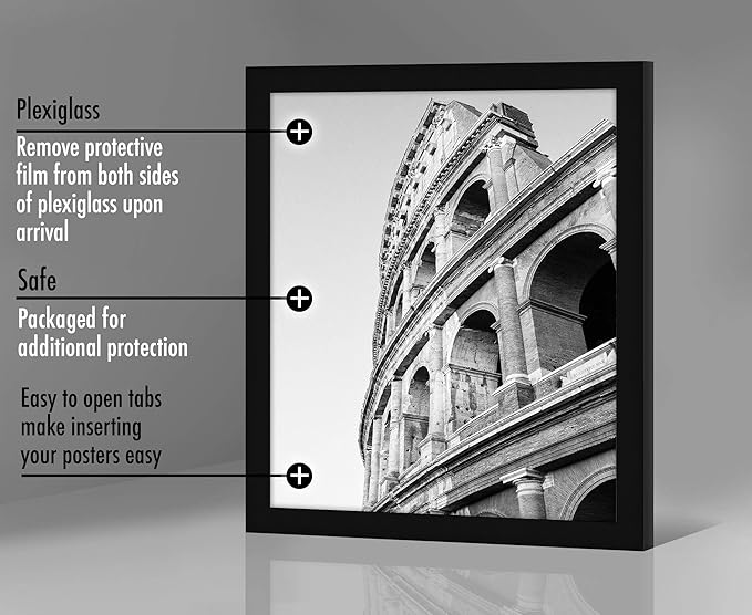 Americanflat 20x24 Picture Frame with Polished Plexiglass - Black Picture Frame - Wide Photo Frames Made of Engineered Wood for Vertical or Horizontal Wall Display - Epic Collection - Black