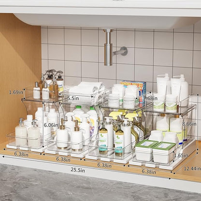 Pull Out 2 Tier Organizer for Kitchen Bathroom and Cabinet Storage Rotating Pantry Rack Under Sink Organizer Clear and Durable Design 1 Pack
