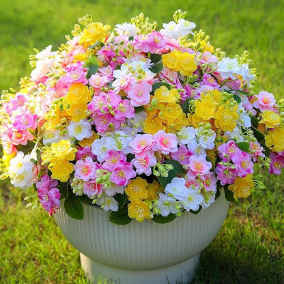 alyptus Artificial Flowers for Outdoors, 12 Bundles UV Resistant Spring Fake Flowers for Porch, Patio & Home Decor – Realistic Outdoor Faux Plants with 4 Colors - Multicolor