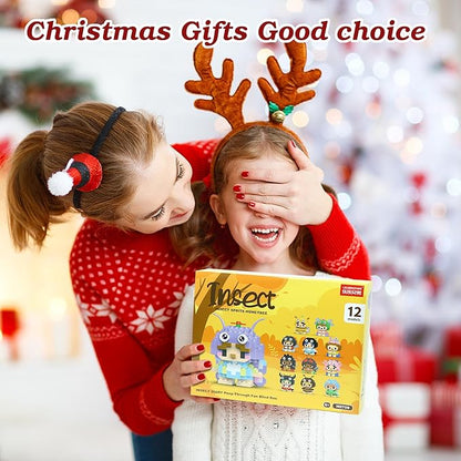 12 Days Advent Calendar 2025 Kids, 12 Packs Insects Building Blocks Set, Advent Calendar 2025 Boys for 6+ Years Old, Christmas Gifts for Girls and Boys, Party Favors (Insect)
