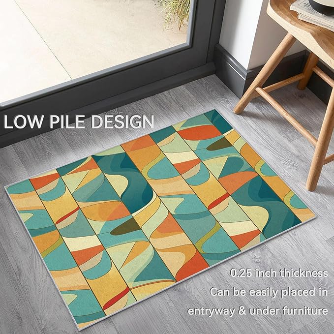 Abstract Rug 6x9 - Abstract Rug, 8x10 Rug, Colorful Swirl Area Rug & Room Decor, Psychedelic Carpet & Home Decor, Washable Non Slip Anti Skid Rugs