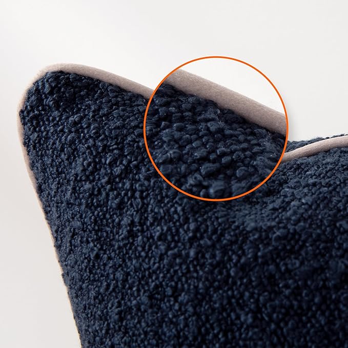 Amazon Basics Boucle Throw Pillow Covers for Couch, Living Room, Home Decor with Hidden Zipper, Blue, 24×24in, Pack of 2