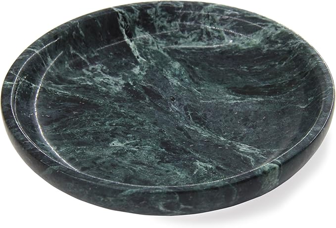 Small Natural Marble Jewelry Tray Key Plate Holder Dish Trinket Decor Catch All Bowl for Ring Earring Stone Gift for Women Daugther,Verde Alpi Green