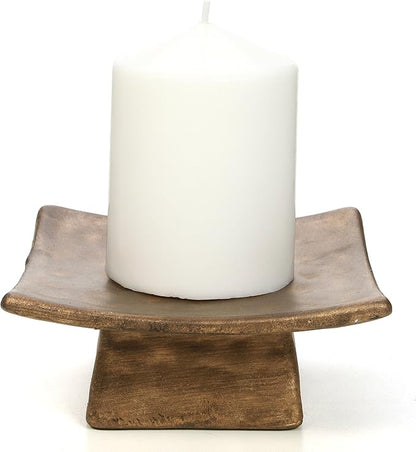 Hosley Square Pillar Candle Holders & Incense Stick Holder for Modern Ritual Accessories for Mindful Living Ideal for Home Décor, Office, Livingroom, Spa