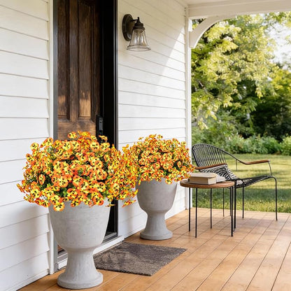 Artificial Flowers, 24 Bundles, Decorative Bouquets for Home, Wedding, Garden, Office Decor (Orange Yellow)
