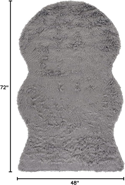 SAFAVIEH Faux Sheep Skin Collection 4' x 6' Grey FSS115D Silken Glam 2.35-inch Thick Area Rug