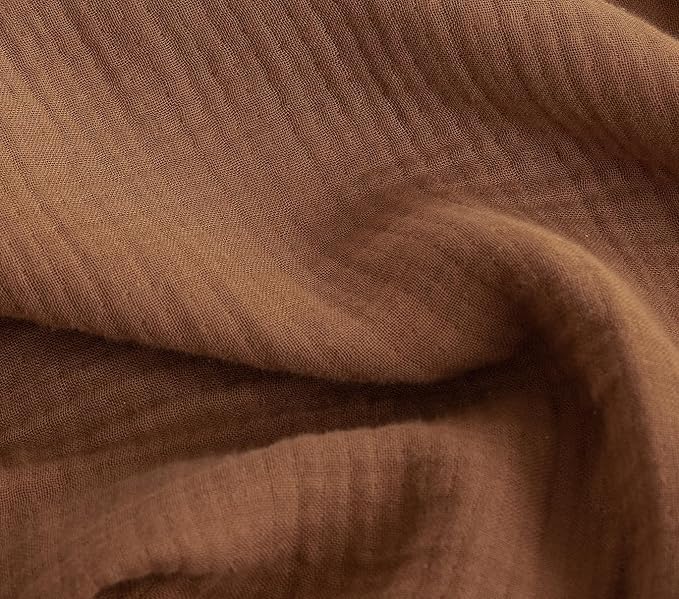 FOSSA Muslin Blanket with Fringe - 4-Layer 100% Cotton Gauze Super Soft & Breathable Throw -Lightweight Decorative Cooling Blanket for Bed, Sofa, Office (Dark Orange, King (104" × 90"))