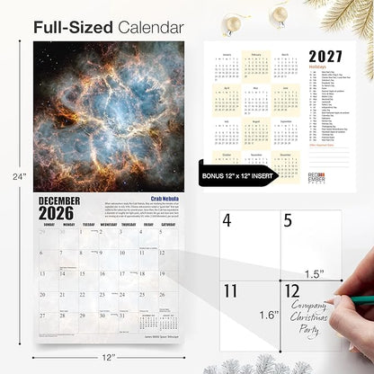 RED EMBER James Webb Space Telescope 2026 Wall Calendar 12 Month | 12" x 24" Open | Thick & Sturdy Paper | Holiday Gift | Science Space Calendar 2026