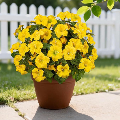 19 Inch Artificial Flowers for Outdoor Indoor Garden Home Decoration,Faux Flower for Home Office Garden Patio Balcony 4 Bundles (Yellow)