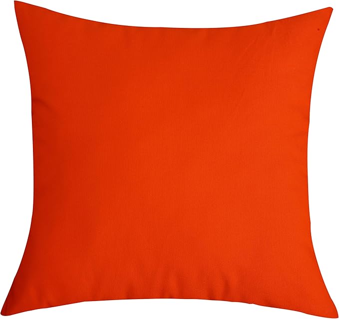 TangDepot Handmade Decorative Solid 100% Cotton Canvas Throw Pillow Cover/Pillow Sham, (12 INCH x 12 INCH, Deep Orange, 1 Count (Pack of 1))