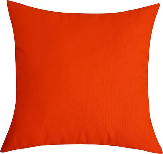 TangDepot Handmade Decorative Solid 100% Cotton Canvas Throw Pillow Cover/Pillow Sham, (12 INCH x 12 INCH, Deep Orange, 1 Count (Pack of 1))