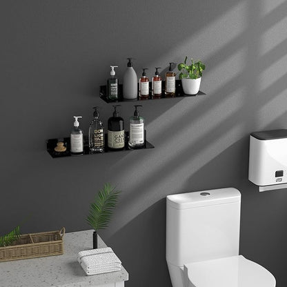 Sezanrpt 24 Inches Acrylic Wall Shelves 2 Pack, Floating Shelf for Wall Mounting, Acrylic Display Ledges for Funko Pop Figures, Home Décor, Living Room, Gaming Room, Plants(24 inch, Black)