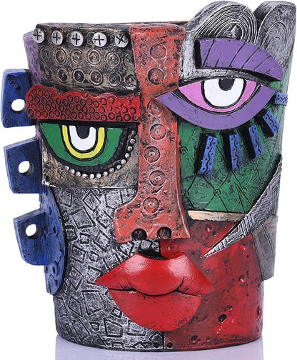 Picasso Brutalist Abstract Beauty Face Flower Pot,Decorative Colorful Head Planter for Patio,Funky Plant Pots,Unique Large Flower Vase for Indoor Plants,Funny Flower Vases Pots